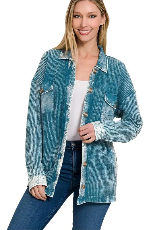 Personalized Design Jacket Personalized Design Jacket Cotton Waffle Acid Wash Shacket Personalized Design Jacket Personalized Design Jacket Cotton Waffle Acid Wash Shacket