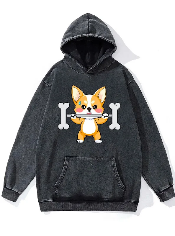 Distinctive Personality Distinctive Personality weighlifting corgi Washed Gym Hoodie Distinctive Personality Distinctive Personality weighlifting corgi Washed Gym Hoodie