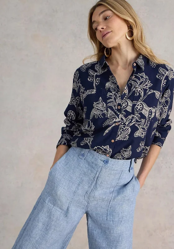 Minimalism Minimalism White Stuff Sophie Print Shirt, Navy