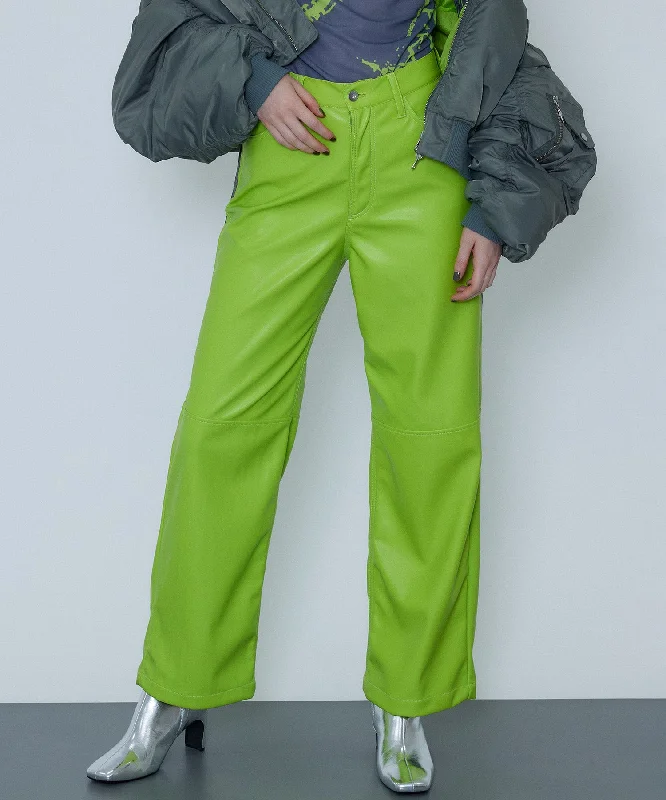 Casual And Relaxed Style Casual And Relaxed Style 【SALE】Vegan Leather Wide Straight Pants Casual And Relaxed Style Casual And Relaxed Style 【SALE】Vegan Leather Wide Straight Pants