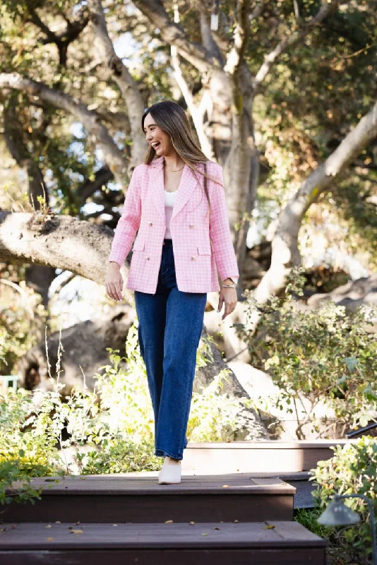 Romantic High Waist Skirt Romantic High Waist Skirt City Dreams Tweed Blazer Pink