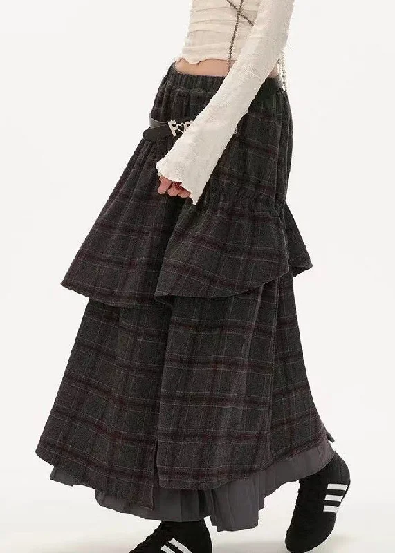 Casual Matching Style Casual Matching Style Fashion Grey Plaid False Two Pieces Patchwork Cotton Skirts Spring Casual Matching Style Casual Matching Style Fashion Grey Plaid False Two Pieces Patchwork Cotton Skirts Spring