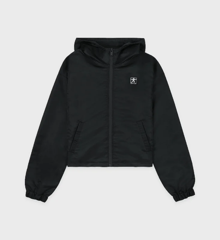 Street Casual Chic Street Casual Chic Running Woman Nylon Windbreaker - Black/White