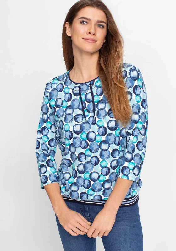 Chic Style Chic Style Olsen Circle Print Drawstring Jersey Top, Blue