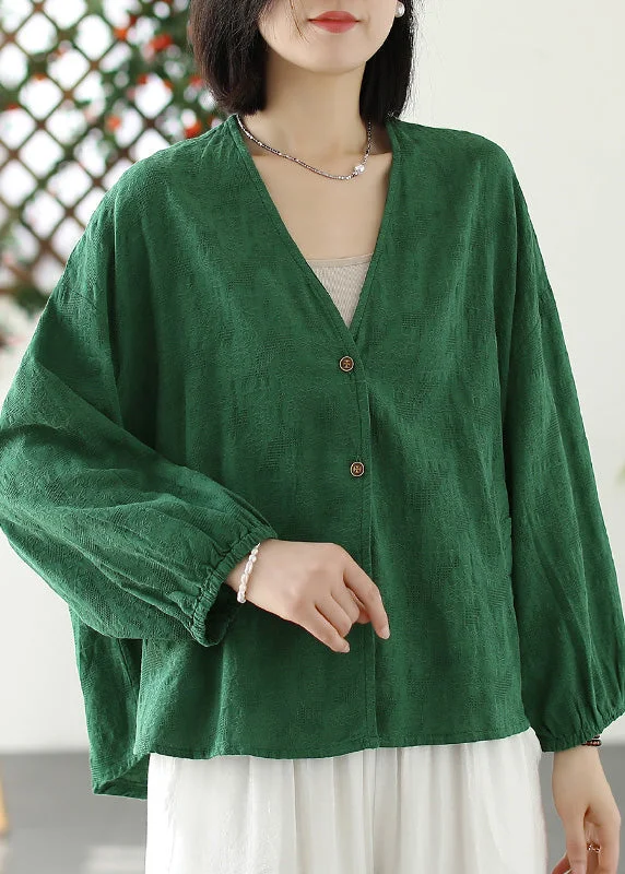 Distinctive Personality Distinctive Personality Women Green V Neck Button Coat Long Sleeve Distinctive Personality Distinctive Personality Women Green V Neck Button Coat Long Sleeve