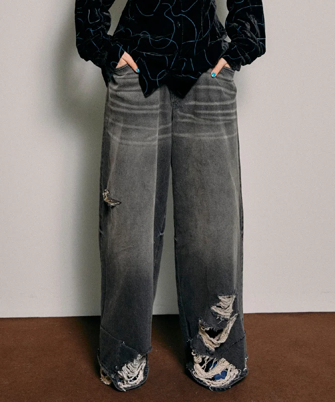Elegant And Simple Elegant And Simple 【SALE】Ripped Wide Denim