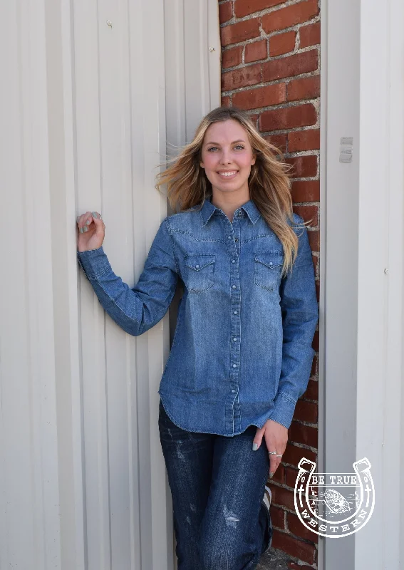 Casual Basic Style Casual Basic Style The Chambray Denim Button Up Top by Cruel Girl Casual Basic Style Casual Basic Style The Chambray Denim Button Up Top by Cruel Girl
