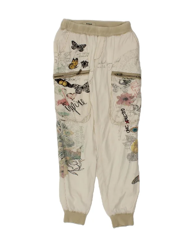 Simple And Generous Style Simple And Generous Style DESIGUAL Womens Graphic Tracksuit Trousers Joggers UK 8 Small Off White Simple And Generous Style Simple And Generous Style DESIGUAL Womens Graphic Tracksuit Trousers Joggers UK 8 Small Off White