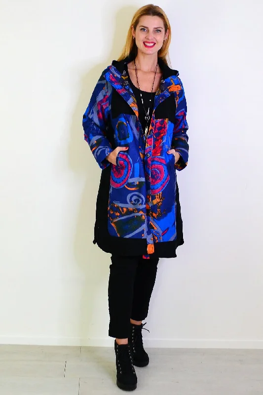 Soft Vintage Streetwear Soft Vintage Streetwear Red Blue Swirls Long Corduroy Jacket