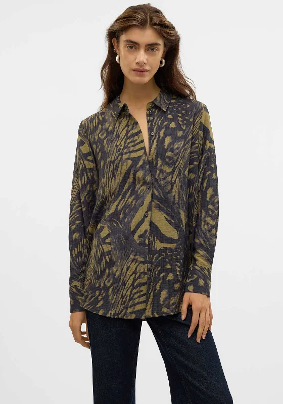 Street Casual Chic Street Casual Chic Vero Moda Joss Printed Shirt, Black and Green