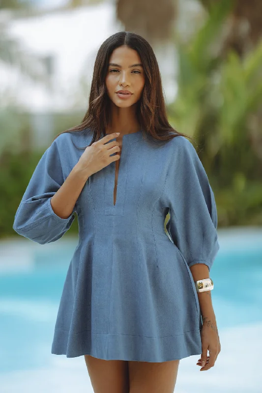 Effortless Vintage Look Effortless Vintage Look YAOURA MINI DRESS - DENIM