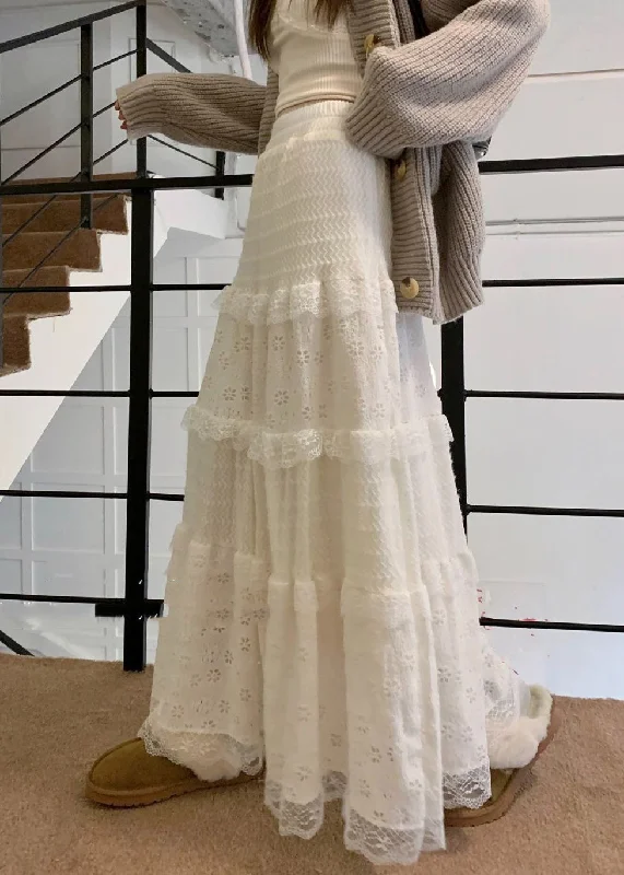 Simple Fashion Style Simple Fashion Style French Beige Hollow Out High Waist Lace Skirt Spring Simple Fashion Style Simple Fashion Style French Beige Hollow Out High Waist Lace Skirt Spring