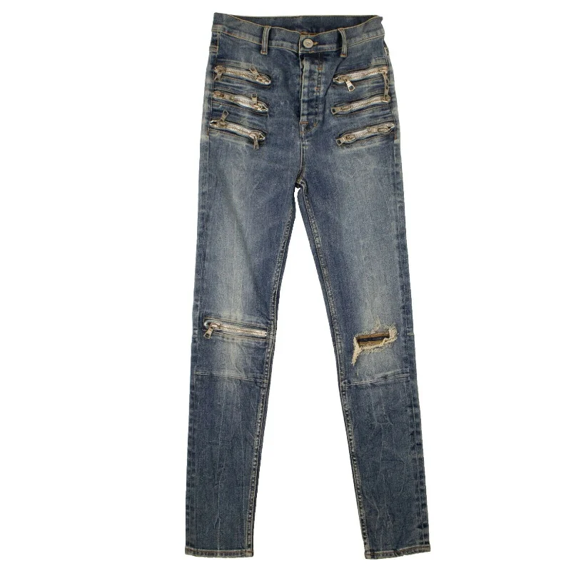 Leisure Time Leisure Time Unravel Project Triple Zip Skinny Fit Jeans - Blue