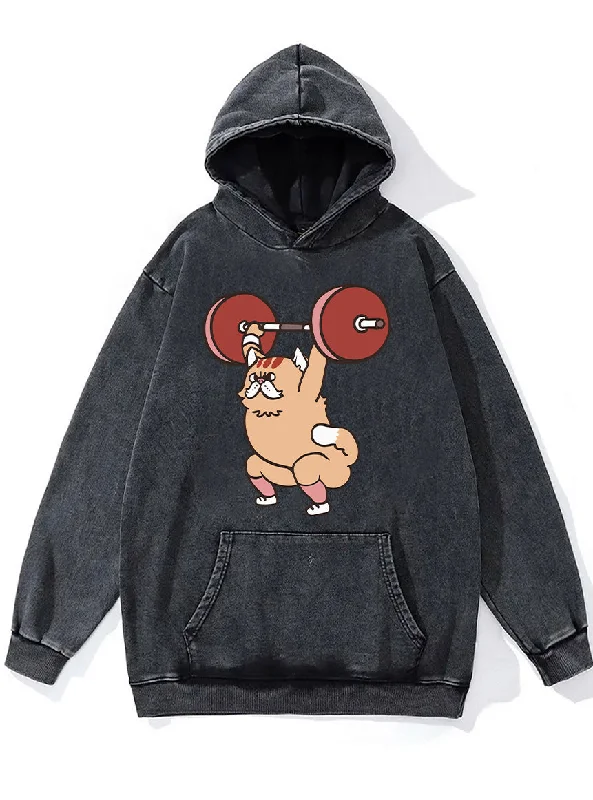 Casual Denim Style Casual Denim Style The snatch weightlifting Cat WASHED GYM HOODIE Casual Denim Style Casual Denim Style The snatch weightlifting Cat WASHED GYM HOODIE