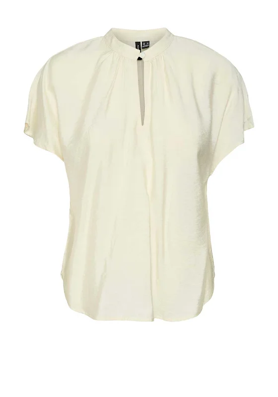 Cool Retro Streetwear Cool Retro Streetwear Vero Moda Josie Cap Sleeve Blouse, Cream Cool Retro Streetwear Cool Retro Streetwear Vero Moda Josie Cap Sleeve Blouse, Cream