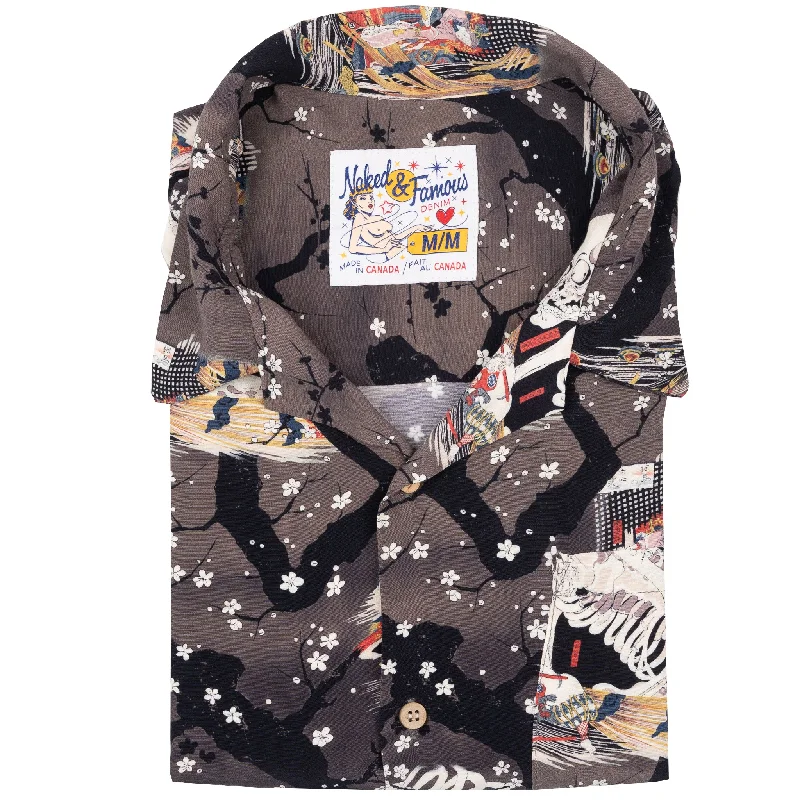 Trendy Clothing Trendy Clothing Aloha Shirt - Skeletons - Dark Grey