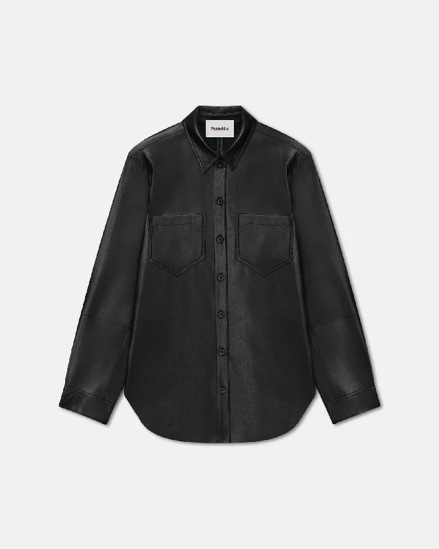 Simple Casual Feeling Simple Casual Feeling Giana - Okobor™ Alt-Leather Shirt - Black Simple Casual Feeling Simple Casual Feeling Giana - Okobor™ Alt-Leather Shirt - Black