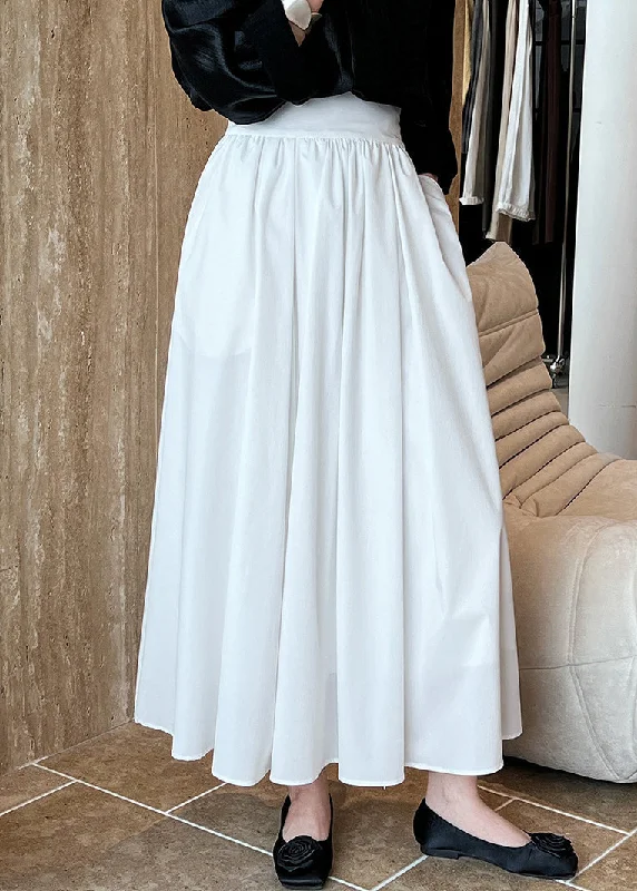 Urban Wear Trends Urban Wear Trends White Solid Pockets Cotton Pleated Skirt High Waist Urban Wear Trends Urban Wear Trends White Solid Pockets Cotton Pleated Skirt High Waist