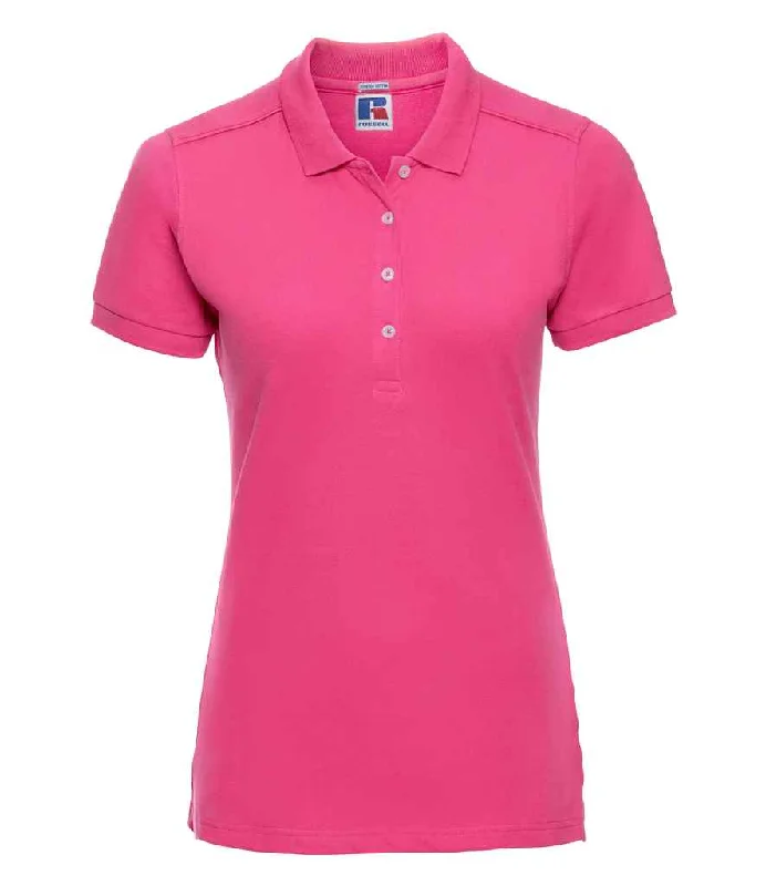 Comfortable Outfits Comfortable Outfits Russell Ladies Stretch Piqué Polo Shirt | Fuchsia Comfortable Outfits Comfortable Outfits Russell Ladies Stretch Piqué Polo Shirt | Fuchsia