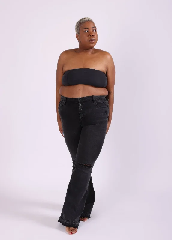 Cool Retro Streetwear Cool Retro Streetwear Joyce | Black High-Waisted Flare Denim Jeans Cool Retro Streetwear Cool Retro Streetwear Joyce | Black High-Waisted Flare Denim Jeans