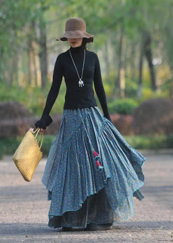 Rock Short Design Rock Short Design Women Blue Asymmetrical Print Elastic Waist Cotton Skirts Spring Rock Short Design Rock Short Design Women Blue Asymmetrical Print Elastic Waist Cotton Skirts Spring