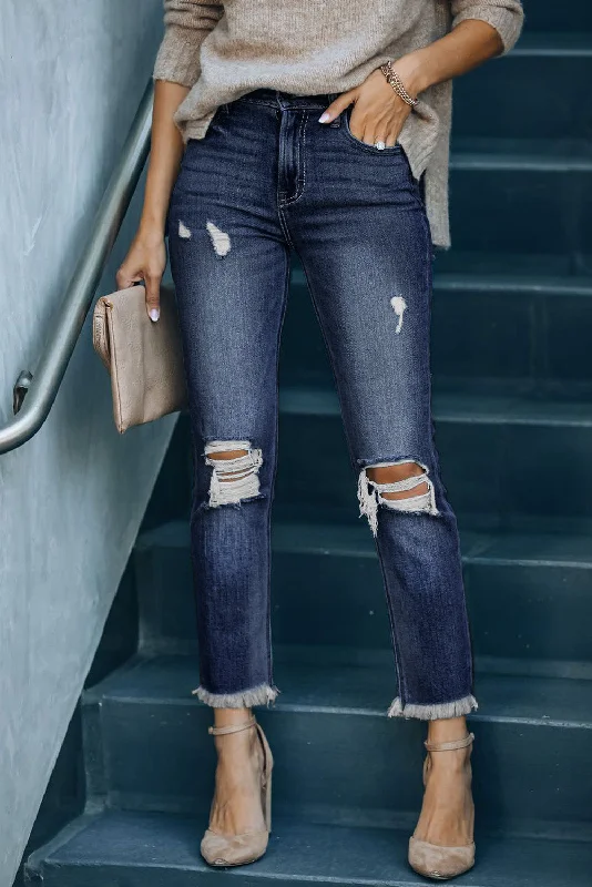 Distinctive Personality Distinctive Personality Distressed Button Up Mid Waist Jeans Distinctive Personality Distinctive Personality Distressed Button Up Mid Waist Jeans