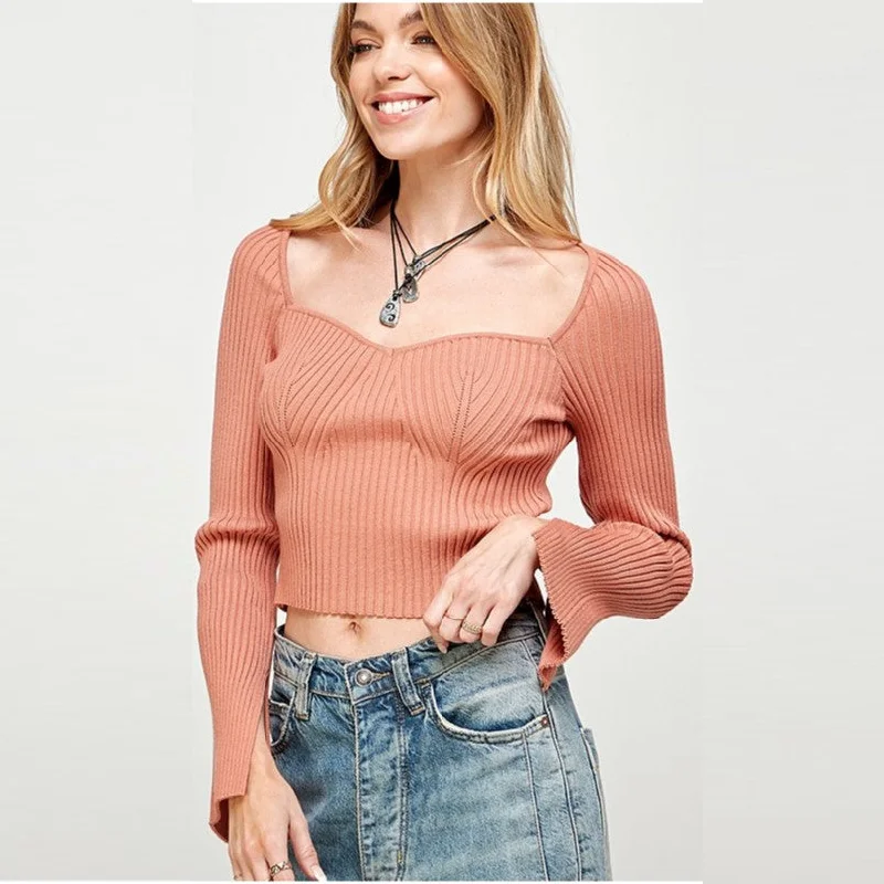 Personalized Embroidery Style Personalized Embroidery Style Square Neck Line Knit Top with Sleeves Slits (Sienna) Personalized Embroidery Style Personalized Embroidery Style Square Neck Line Knit Top with Sleeves Slits (Sienna)