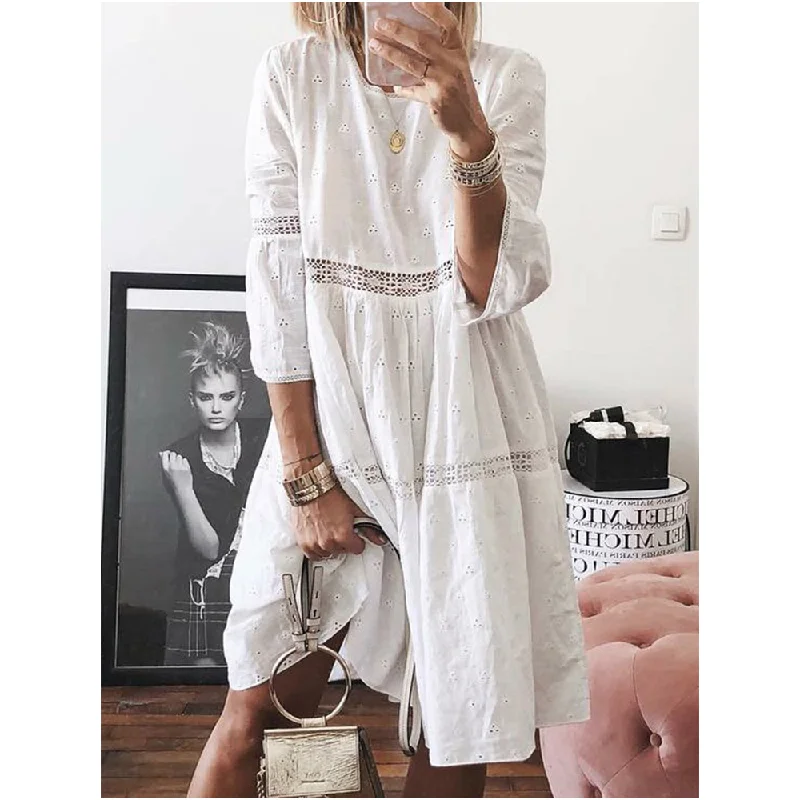 Casual Fit Style Casual Fit Style Women Joint Embroidery Daily Dresses