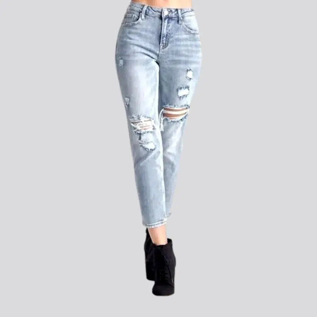 Casual Light Style Casual Light Style Distressed street jeans
 for ladies