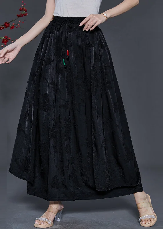 Elegant Lace Style Elegant Lace Style Black Print Silk Holiday Skirts Tasseled Fall Elegant Lace Style Elegant Lace Style Black Print Silk Holiday Skirts Tasseled Fall