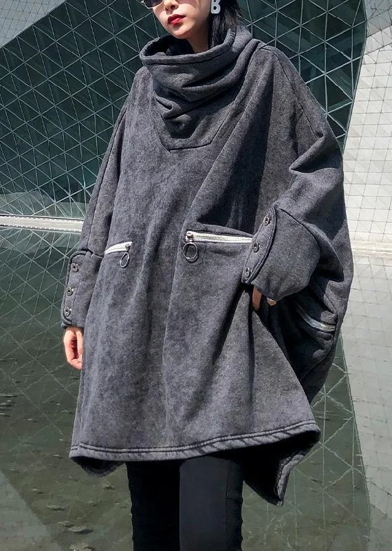 Urban Wear Trends Urban Wear Trends Simple gray clothes For Women pockets thick Plus Size Clothing shirts