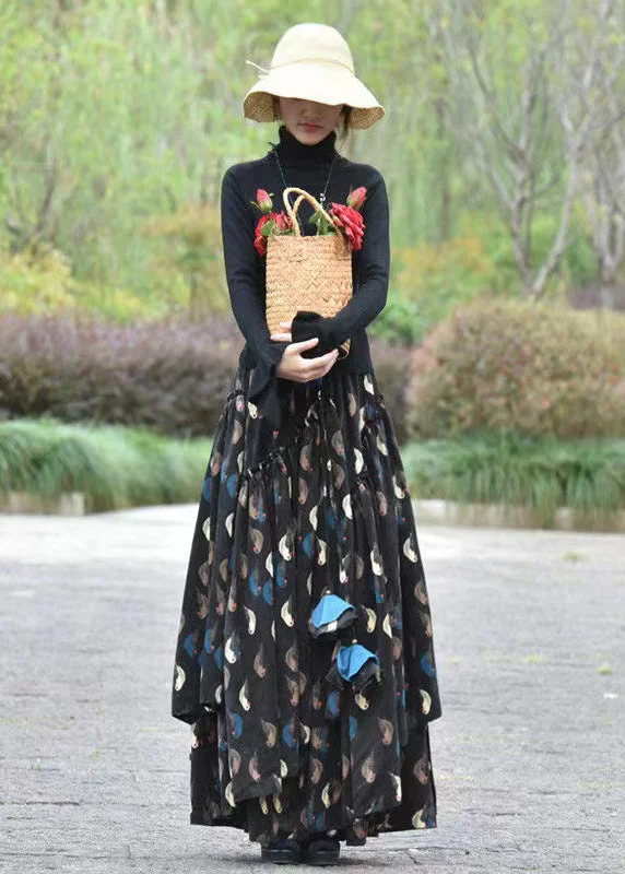 Casual Matching Style Casual Matching Style Plus Size Black Wrinkled Print Elastic Waist Corduroy Skirt Spring Casual Matching Style Casual Matching Style Plus Size Black Wrinkled Print Elastic Waist Corduroy Skirt Spring