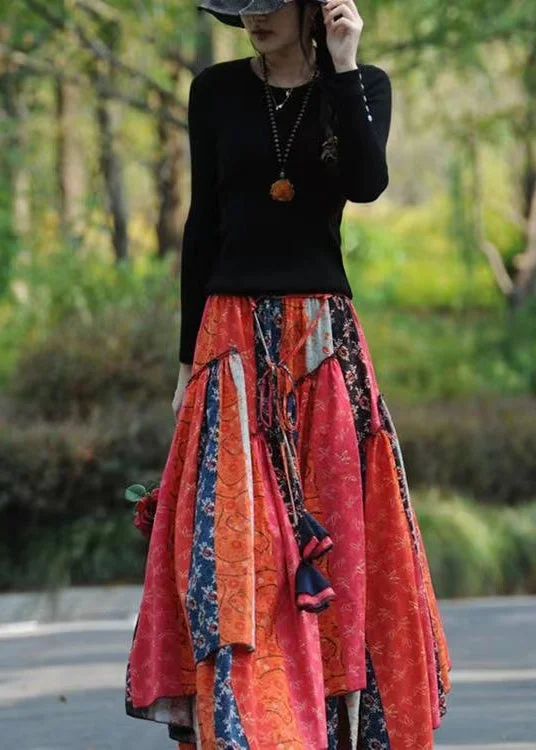 Rock Street Items Rock Street Items Natural Asymmetrical Print Patchwork Cotton Skirts Spring Rock Street Items Rock Street Items Natural Asymmetrical Print Patchwork Cotton Skirts Spring