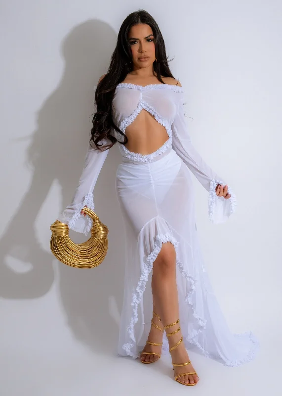 Personalized Layout Personalized Layout Make Me Crazy Mesh Maxi Dress White