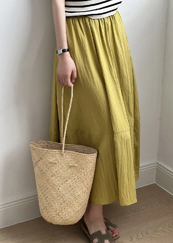 Romantic Off-Shoulder Style Romantic Off-Shoulder Style Simple Yellow Elastic Waist Exra Large Hem Cotton Skirt Fall Romantic Off-Shoulder Style Romantic Off-Shoulder Style Simple Yellow Elastic Waist Exra Large Hem Cotton Skirt Fall