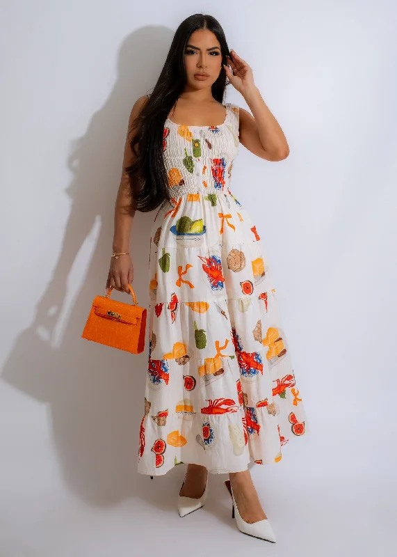 Personalized Three-Dimensional Design Personalized Three-Dimensional Design Under Summer Skies Maxi Dress Nude Personalized Three-Dimensional Design Personalized Three-Dimensional Design Under Summer Skies Maxi Dress Nude