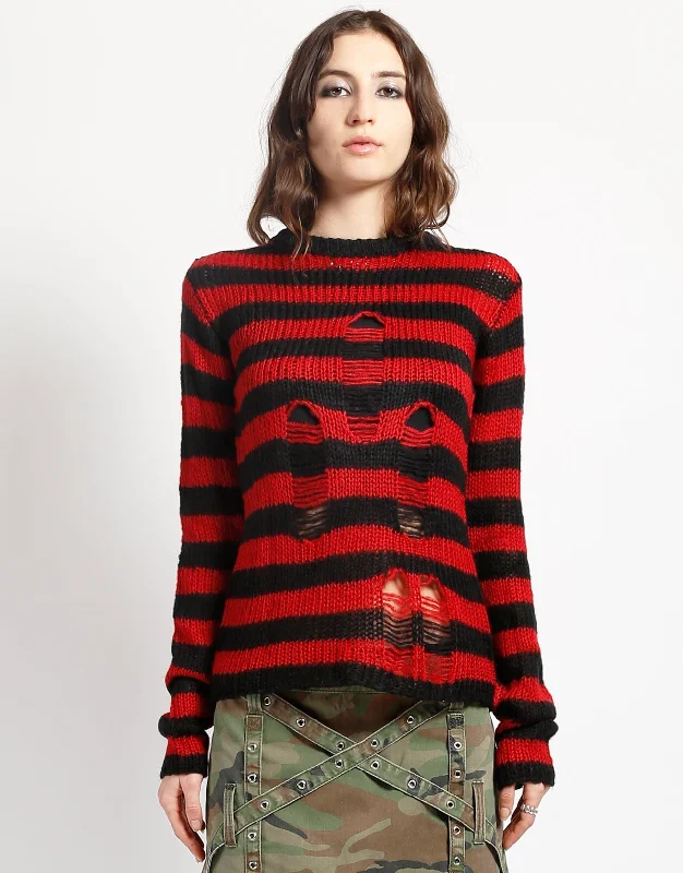 Urban Wear Trends Urban Wear Trends RAG STRIPE SWEATER RED