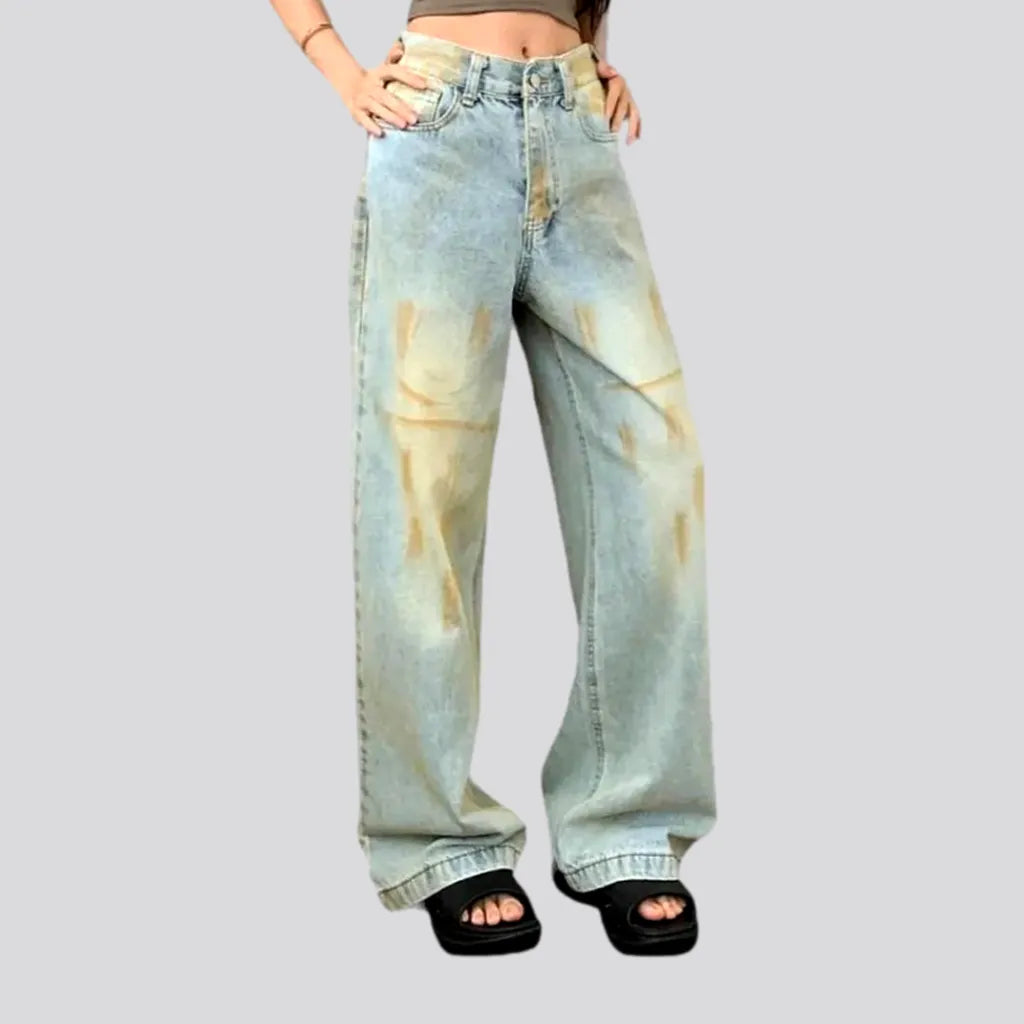 Casual Simple Style Casual Simple Style Vintage women's painted jeans