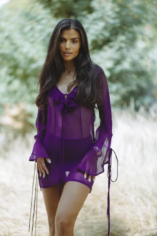 Romantic Snowflake Design Romantic Snowflake Design SELENA MINI DRESS - PURPLE