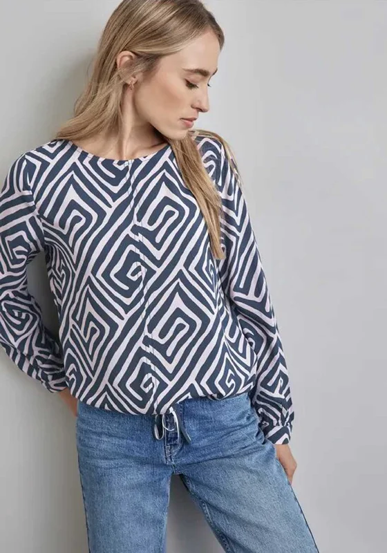 Simple Fresh Feeling Simple Fresh Feeling Street One Geometric Print Top, Dark Teal and Beige Simple Fresh Feeling Simple Fresh Feeling Street One Geometric Print Top, Dark Teal and Beige