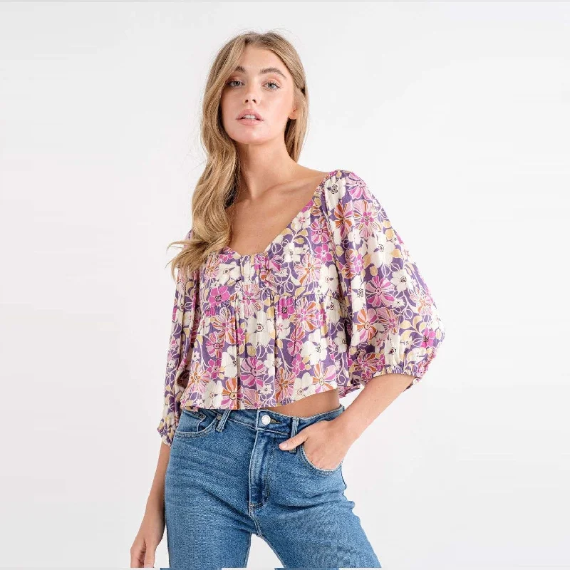 Romantic Wave Skirt Romantic Wave Skirt Floral Top (Purple)