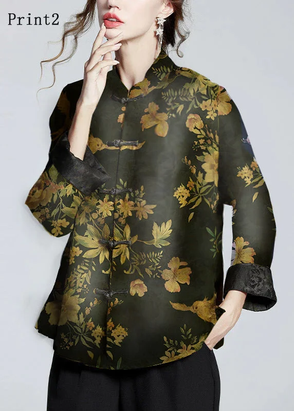 Casual Casual Style Casual Casual Style Chinese Style Print2 Stand Collar Button Print Silk Coats Long Sleeve Casual Casual Style Casual Casual Style Chinese Style Print2 Stand Collar Button Print Silk Coats Long Sleeve