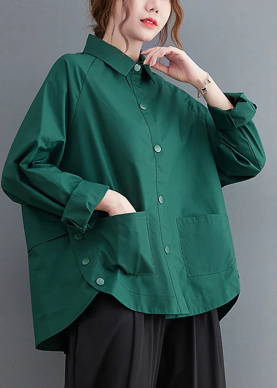 Simple Daily Wear Simple Daily Wear Original Design Green Oversized Patchwork Cotton Shirt Fall Simple Daily Wear Simple Daily Wear Original Design Green Oversized Patchwork Cotton Shirt Fall