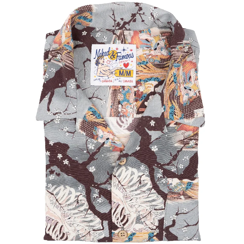 Simple Style Simple Style Aloha Shirt - Skeletons - Pale Blue