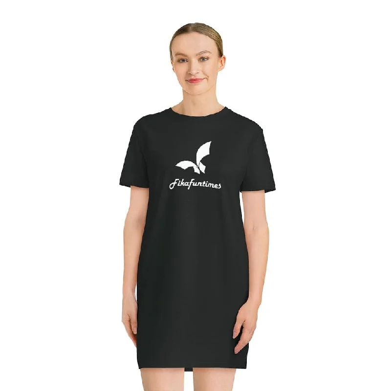 Unique Personality Unique Personality Organic Fikafuntimes Logo Print Crew Neck Tee Dress Unique Personality Unique Personality Organic Fikafuntimes Logo Print Crew Neck Tee Dress