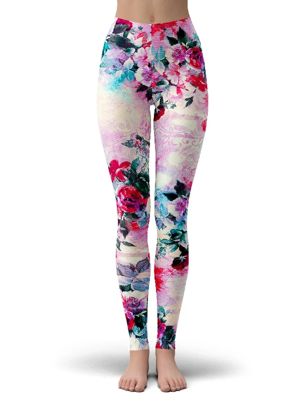 Casual Fashion Casual Fashion Pink Floral Leggings