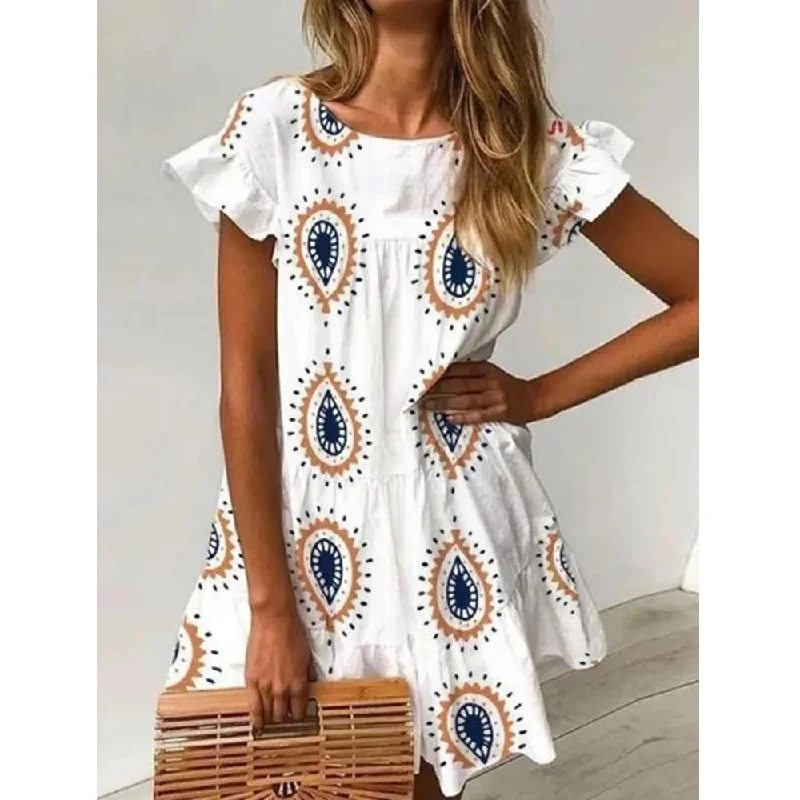 Elegant Lapel Style Elegant Lapel Style Falbala Short Sleeve Mini/Short Dress