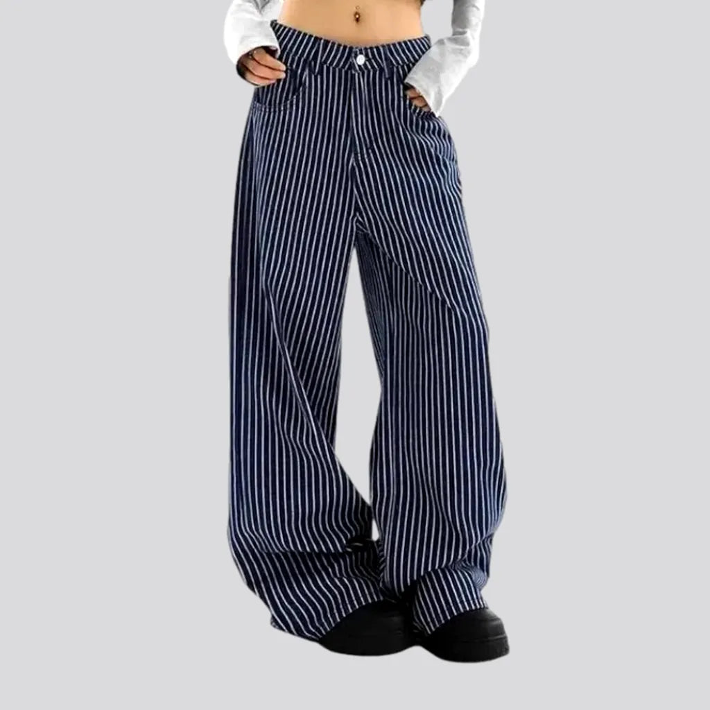 Personalized Graphic Design Personalized Graphic Design Fashionable striped women's jeans pants Personalized Graphic Design Personalized Graphic Design Fashionable striped women's jeans pants
