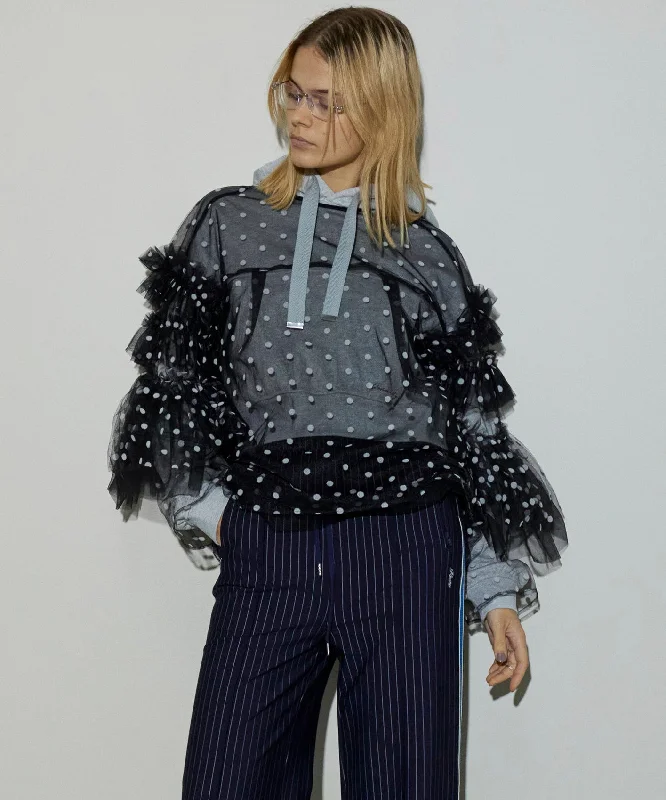 Simple Fashion Simple Fashion Tulle Ruffle Sleeves Tops