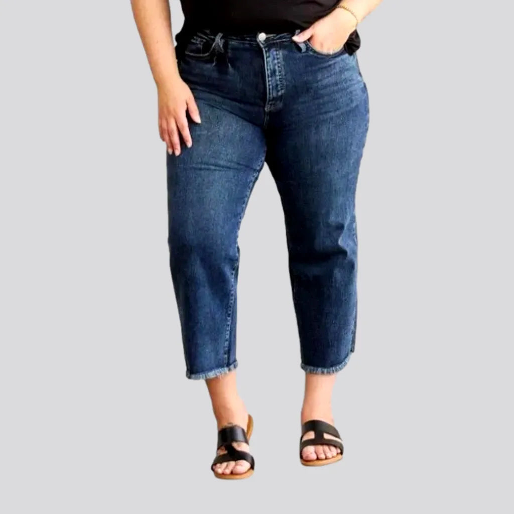Personalized Heterogeneous Splicing Personalized Heterogeneous Splicing Plus-size dark wash jeans